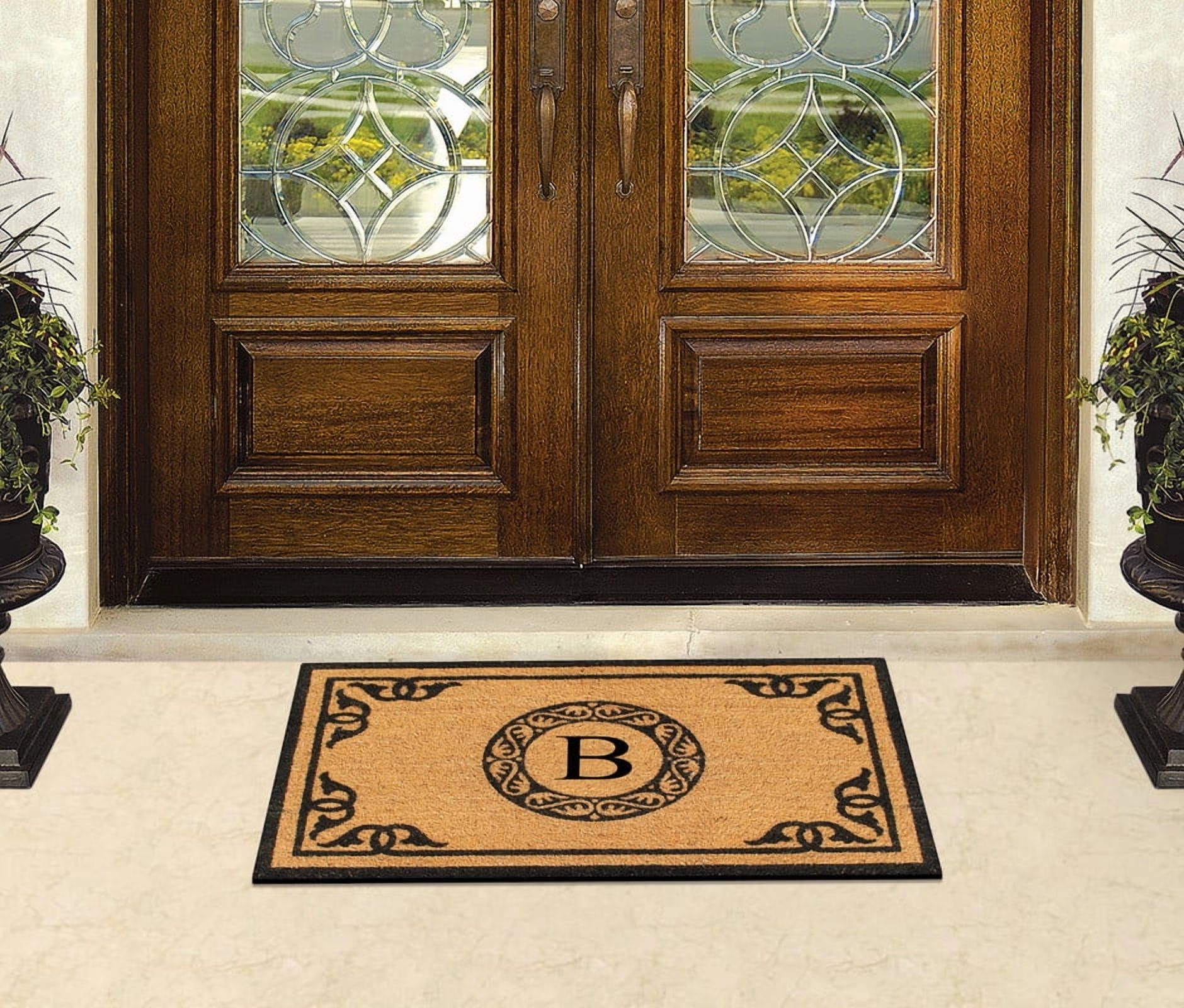 A1HC First Impression Hand Crafted by Artisans Geneva Monogrammed Entry Doormat, 24"X39" B