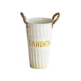 thumbnail image 2 of Naittoop Rustic Metal Flower Bucket Vintage Metal Handled Flower Pots Planter Bucket Herb Flower Holder for Railing Fence Balcony Deck Garden Home Decor 9.8 in White, 2 of 6