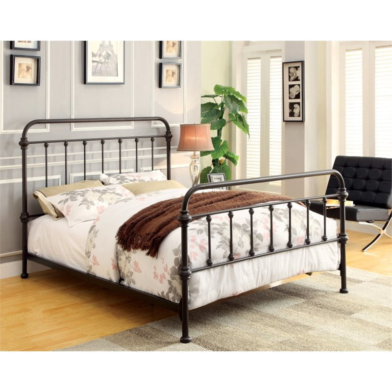 Kingfisher Lane Farmhouse California King Metal Spindle Bed In Bronze Com Kingfisher Lane Farmhouse California, Black Metal Cal King Bed Frame
