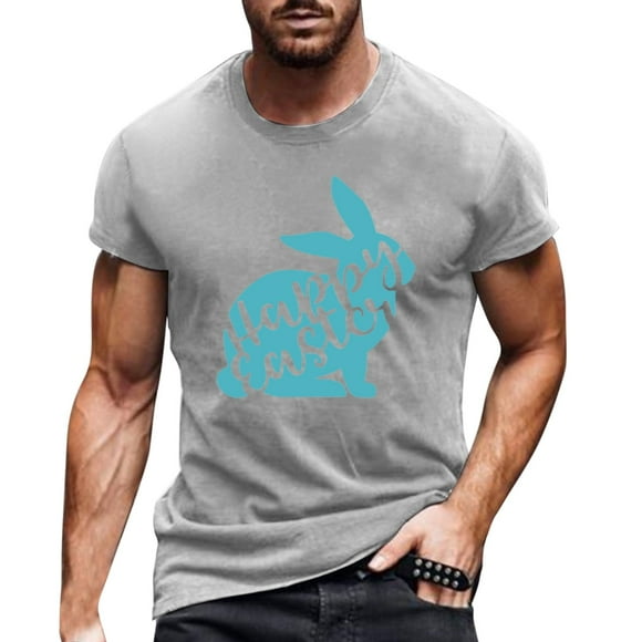 PMUYBHF Plain Tshirts for Men Male Easter Digital 3D Printing Loose Short Sleeved T Shirt Top Men Compression Shirt Custom T Shirts for Men