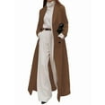 thumbnail image 2 of Women'S Casual Solid Color V-Neck Long-Sleeve Windbreaker Warm Woolen Coat Brown S, 2 of 7