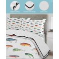 thumbnail image 4 of Colorful Fish Twin XL Size Down Alternative Comforter, Lightweight Comforter Quilt Bedding Set with Pillow Shams Watercolor Cartoon Fishing All Seasons Bed Comforter Duvet Insert 68"x98", 4 of 7