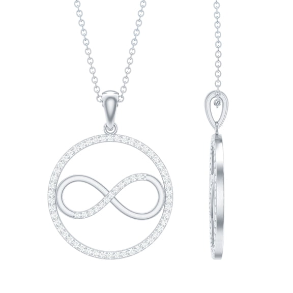 Rosec Jewels Infinity Diamond Circle Necklace for Women (HI-SI Grade) - Pave Diamond Pendant - Ready to Gift for Valentines Day, 925 Sterling Silver