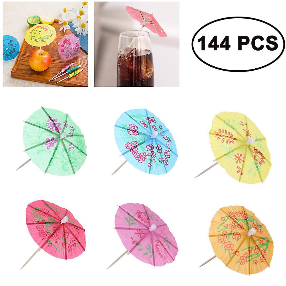4 Inch Paper Umbrella Parasol Cocktail Picks for Drinks and Party Pack of 144 Tropical Drink Umbrella Picks 