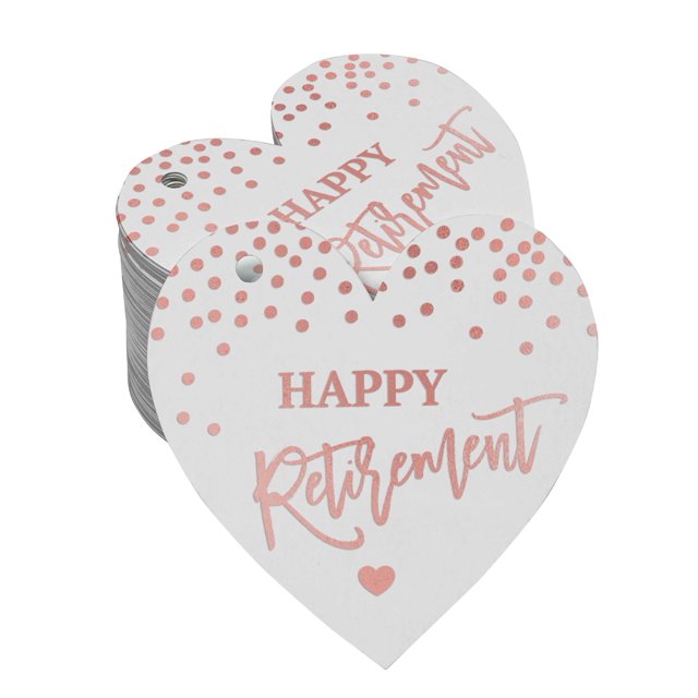 Inkdotpot Pack Of 50 Happy Retirement Favor Paper Tags Craft Real Rose Gold Foil Hang Tags