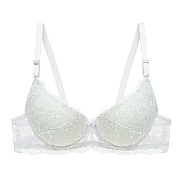khonts,Women's Lace Push up Bras Underwire Sexy Full Coverage Bras See Through High Support Spaghetti Straps Everyday Bralettes White XL
