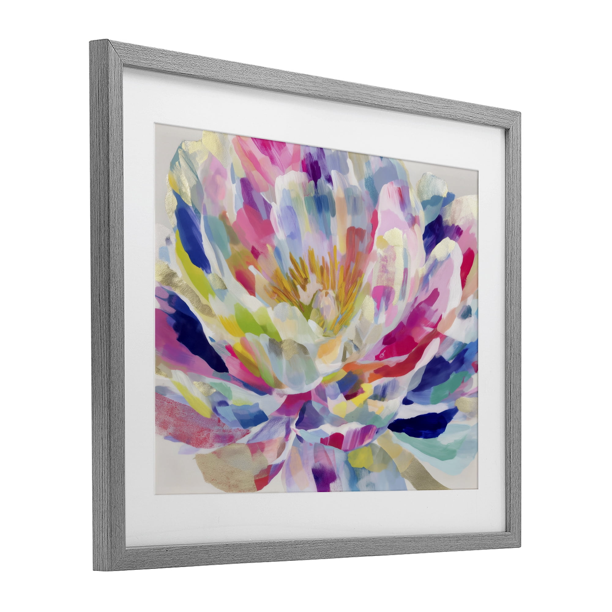 Stupell Industries Dahlia in Pink & Blue Gray Framed Print Under Glass, design by Chromatic Storm Studio