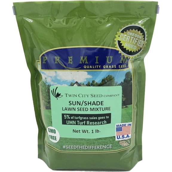 Twin City Seed Co. Sun & Shade, Tall Fescues, Fine Fescues, Bluegrass, and Perennial Ryegrass Mixture, 1 lb Bag