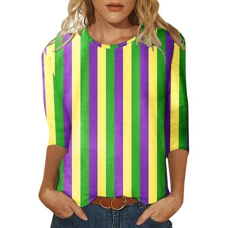 PMUYBHF T-Shirt Imprimé Joyeuses Fêtes Manches 3/4 Col Rond Blouse 4598 TG