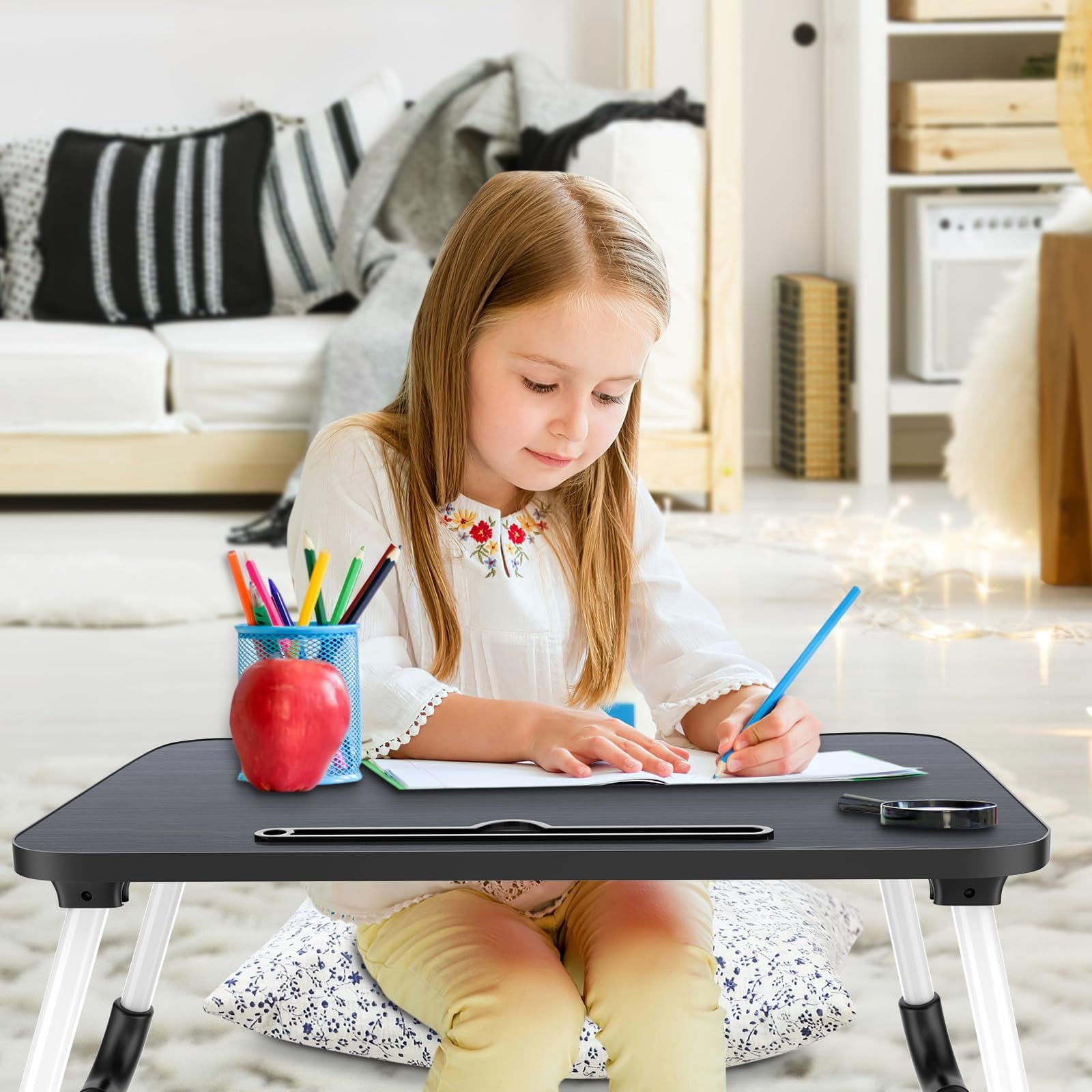 Laptop Bed Desk  Foldable Tray Table With Tablet Slot Lapdesk Stand For Portable Standing Couch Floor
