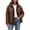 Coffee, variant on Women's Hooded Quilted Jackets Fake Two Piece Wave Quilted Zip Up Snap Fall Winter Casual Warm Padded Coat with Pockets,M-3XL