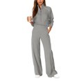 thumbnail image 2 of CIENVNSTG Womens 2 Piece Outfits Sweatsuits Fall Full Zip Sweatshirts Workout Pants Matching Lounge Sets Tracksuits 2026 Gray 2XL, 2 of 5