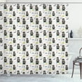 thumbnail image 1 of Nursery Shower Curtain, Sleeping Bear Silhouette with Scarf Hearts and Rain Clouds Background Forest Animal, Fabric Bathroom Set with Hooks, 69W X 70L Inches, Multicolor, by Ambesonne, 1 of 3