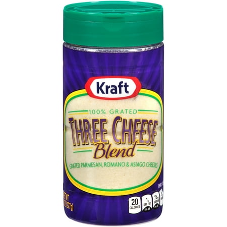 (2 Pack) Kraft 100% Grated Three Cheese Blend Shaker, 8 oz