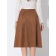 thumbnail image 4 of Allegra K Falda de gamuza sintética para mujer Faldas midi vintage plisadas de cintura alta marrón XS, 4 of 5
