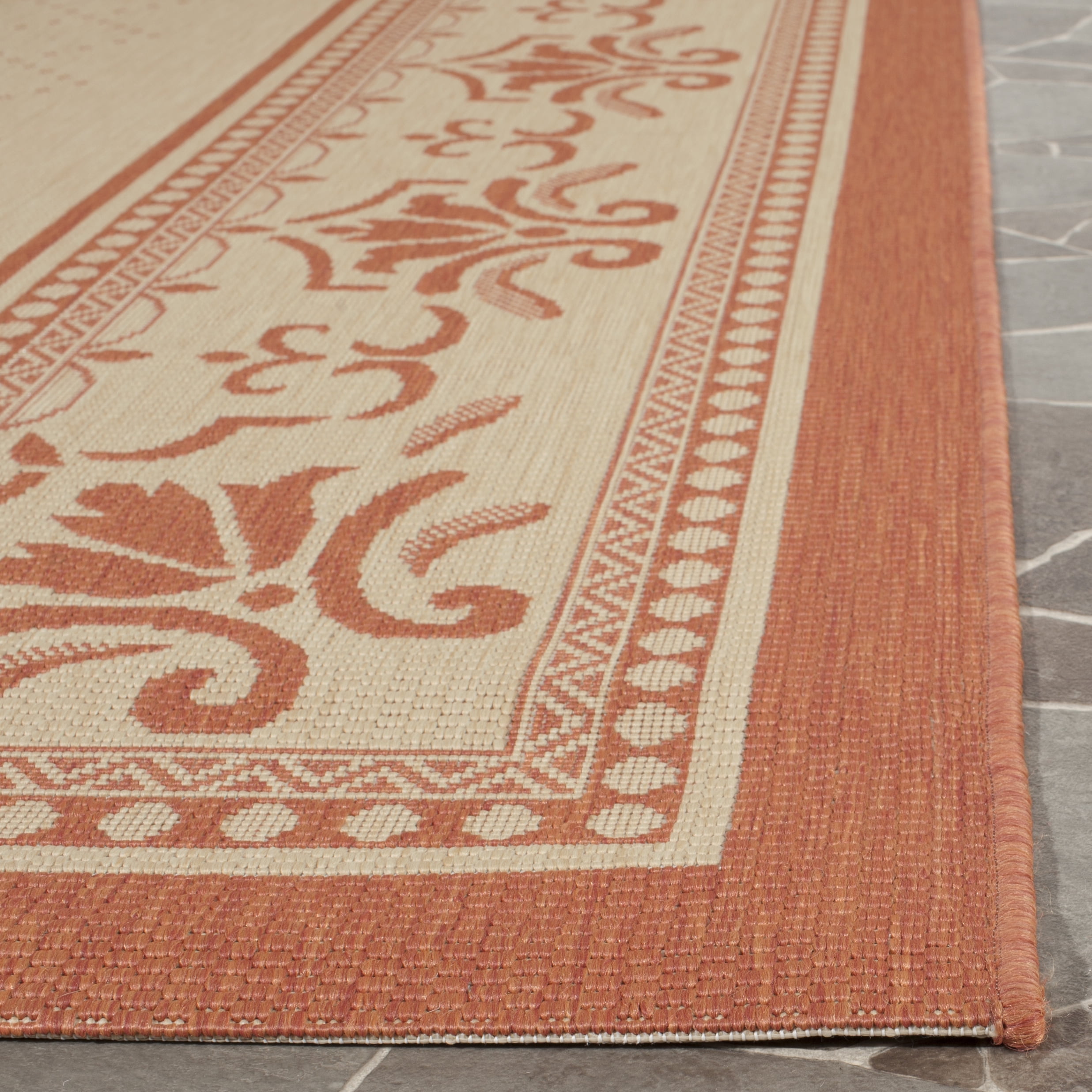 Safavieh Courtyard Eva Oriental Indoor/Outdoor Area Rug, Natural/Terracotta, 7'10" x 7'10" Square