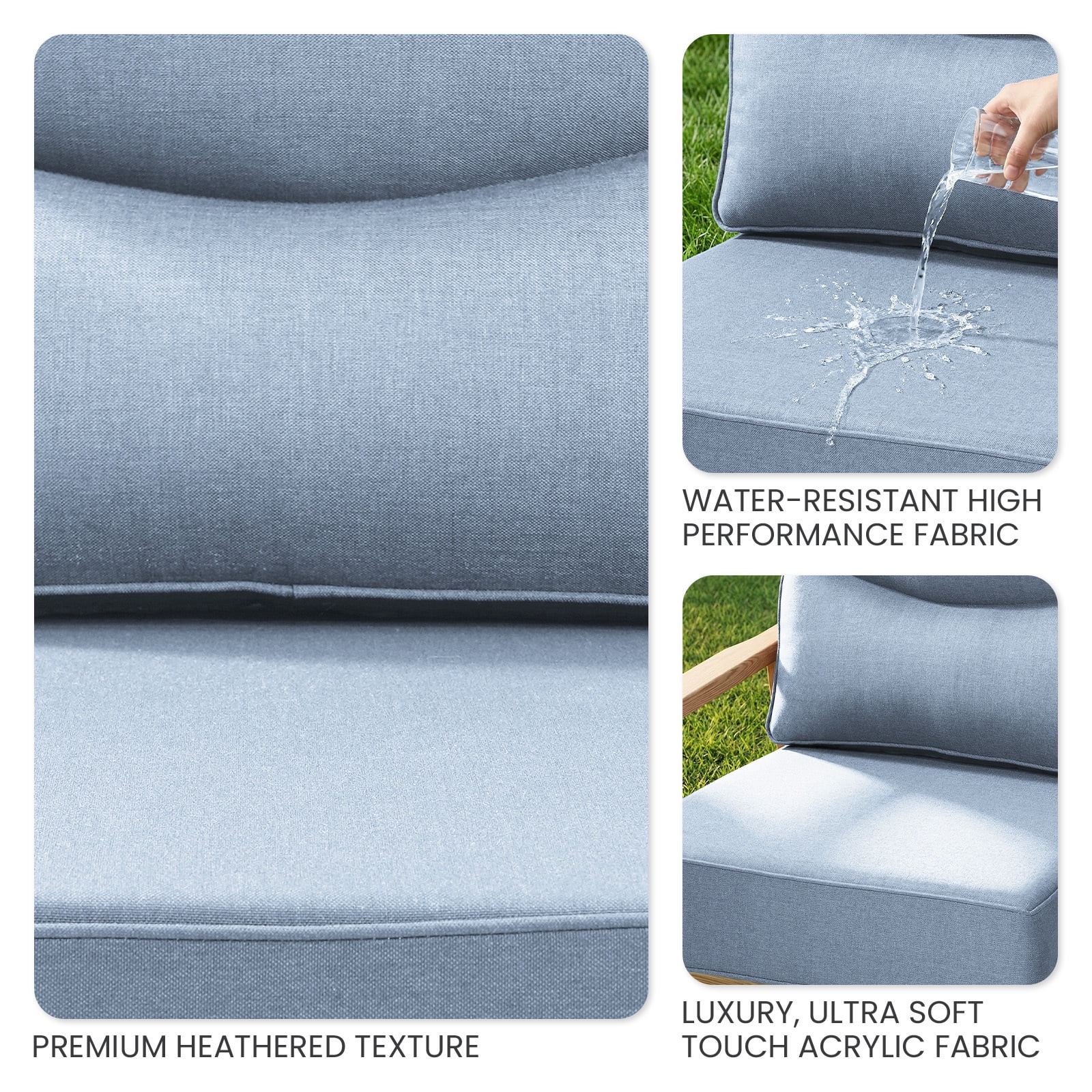 Bellefurn Outdoor Seat Cushions 22 X 24 X 6 inch for Patio Furniture,Outdoor Chair Cushions Outdoor Deep Seat Cushion with Water Resistant & Removable Cover Patio Cushions for Wicker Chair,Sofa,Couch