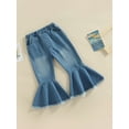 thumbnail image 3 of Bagilaanoe Toddler Baby Girls Jeans Elastic Waist Denim Flare Pants 1T 2T 3T 4T 5T 6T Kids Long Trousers Casual Clothes, 3 of 7
