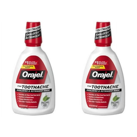 Orajel Analgesic and Astringent Rinse , 16 oz (Pack of 2)