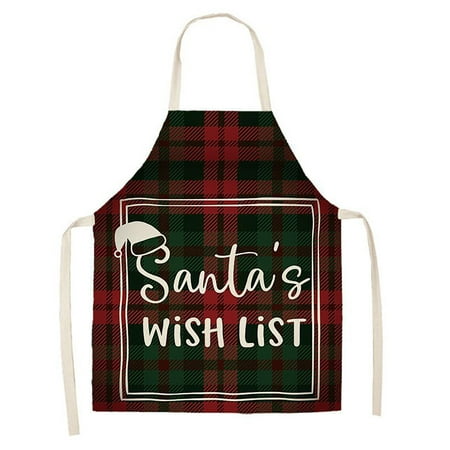 

Christmas Kitchen Cooking Aprons Plaid Aprons Adjustable Buffalo Plaid Baking Apron Apron Sleeve (G)