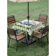 thumbnail image 3 of Outdoor Tablecloth with Umbrella Hole and Zipper, Easter Square Table Cloth 60x60 Inch Waterproof Tablecloth, Green Pink Plaid Blue Truck Eggs Bunny Pastoral Picnic Table Cover for Patio Camping, 3 of 7