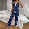 thumbnail image 1 of Puntoco Conjunto de pijama cómodo para mujer, pijama de tirantes con estampado de amor a la moda para mujer, ropa para el hogar, conjuntos de pijama, 1 of 5
