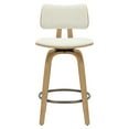 thumbnail image 5 of MidCentury Fabric and Wood 26" Counter Stool with Swivel Beigeand Natural, 5 of 8