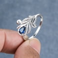 thumbnail image 1 of Peacock Tail Ring Inlaid Teardrop Cut Rainbow Zircon Elegant Promise Finger Ring, 1 of 5