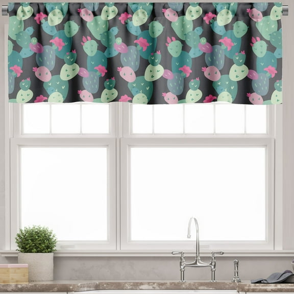 Ambesonne Botanical Window Valance, Exotic Cacti, 54" X 12", Multicolor