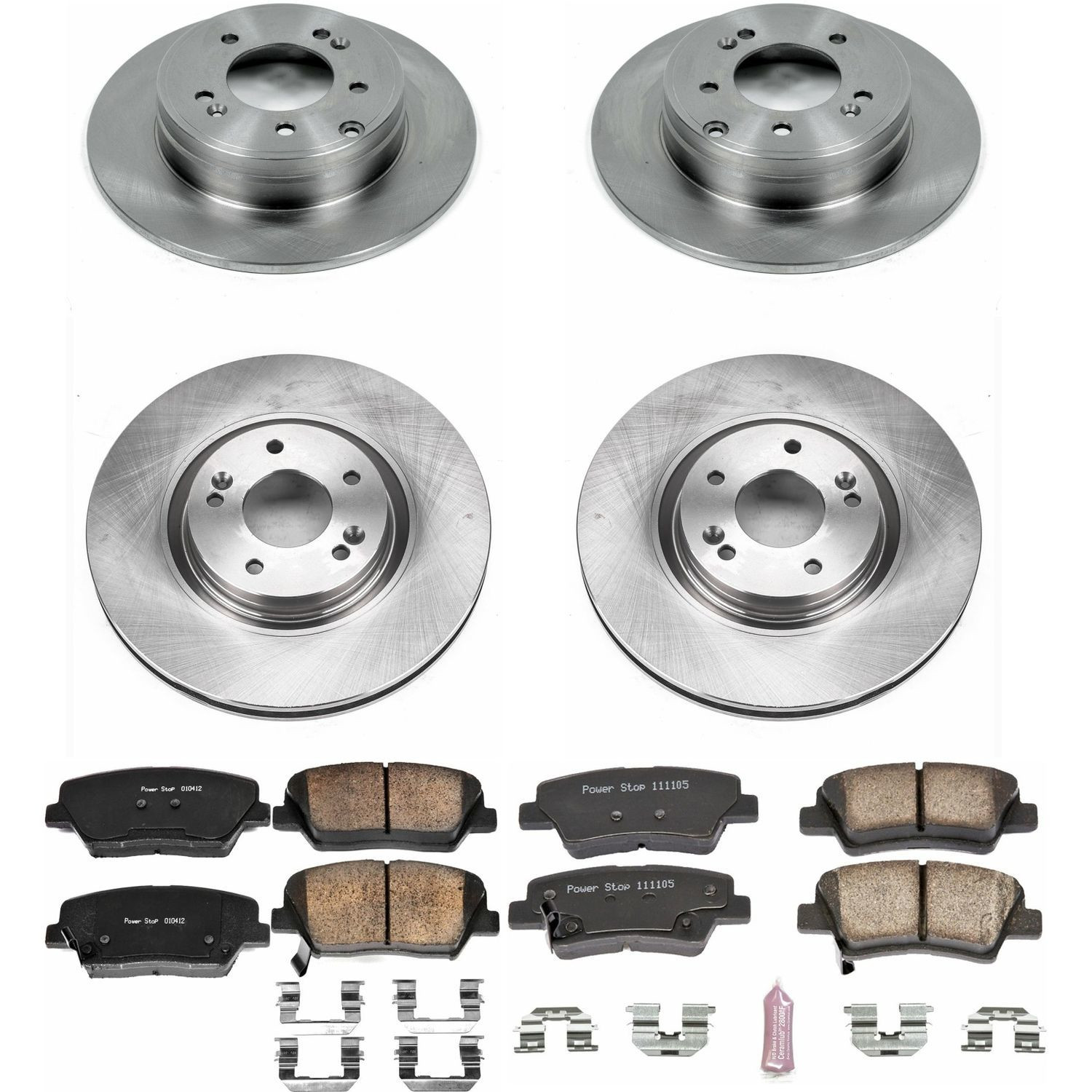 PowerStop Front and Rear Stock Replacement Brake Pad and Rotor Kit Fits: HYUNDAI Select Models KOE6765