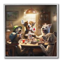 Stupell Industries Dogs & Magic Tricks Animals & Insects Painting Gray Framed Art Print Wall Art, 24 x 24