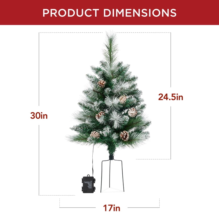 Set Of 2 18 Inch Pre-Lit Outdoor Christmas Tree With 50 Multi-Color