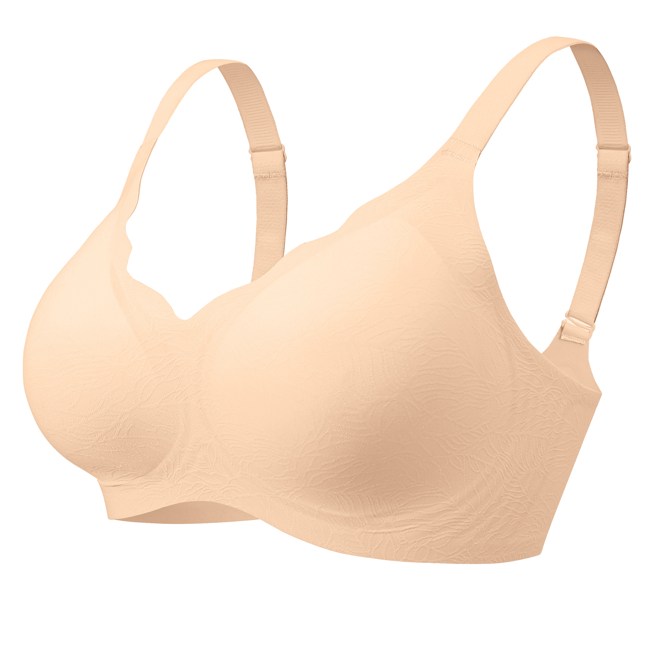 MINTREUS Women's Seamless Wireless Bra with Scalloped Design photo 2
