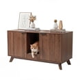 thumbnail image 2 of Innovar Home Cat Litter Box Enclosure - 47" Indoor Cat Washroom for 2 Cats, Large Wooden Hidden Cat Litter Box Furniture,Cats Cabinet with 2 Doors and Scratching Pad for Living Room Bedroom,Walnut, 2 of 11