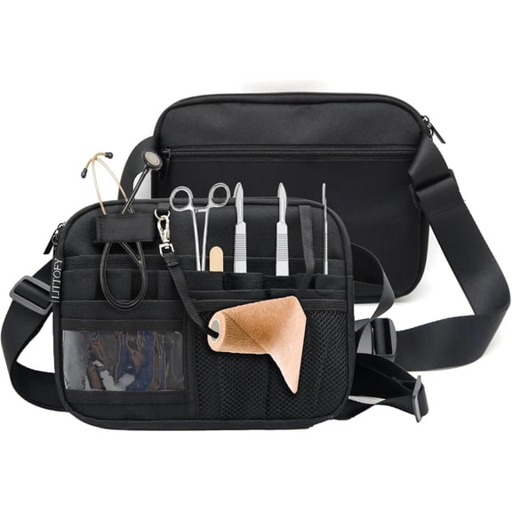 Nurse Fanny Pack Black - adjustable belt with Medical Gear Pockets, Multi-Compartment Nurse Organizer Pockets for Work & Everyday Use Hobby