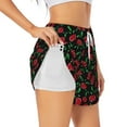 thumbnail image 2 of Bixox Women's Cherry pattern 2 in 1 Running Shorts - Lightweight Athletic Workout Gym Yoga Shorts Liner with Pockets - Small, 2 of 7