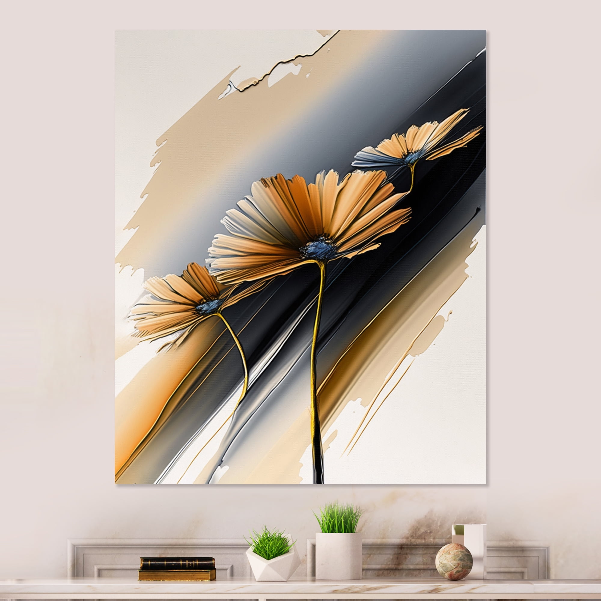 Designart Hyperrealistic Daisy Flowers IV Canvas Wall Art