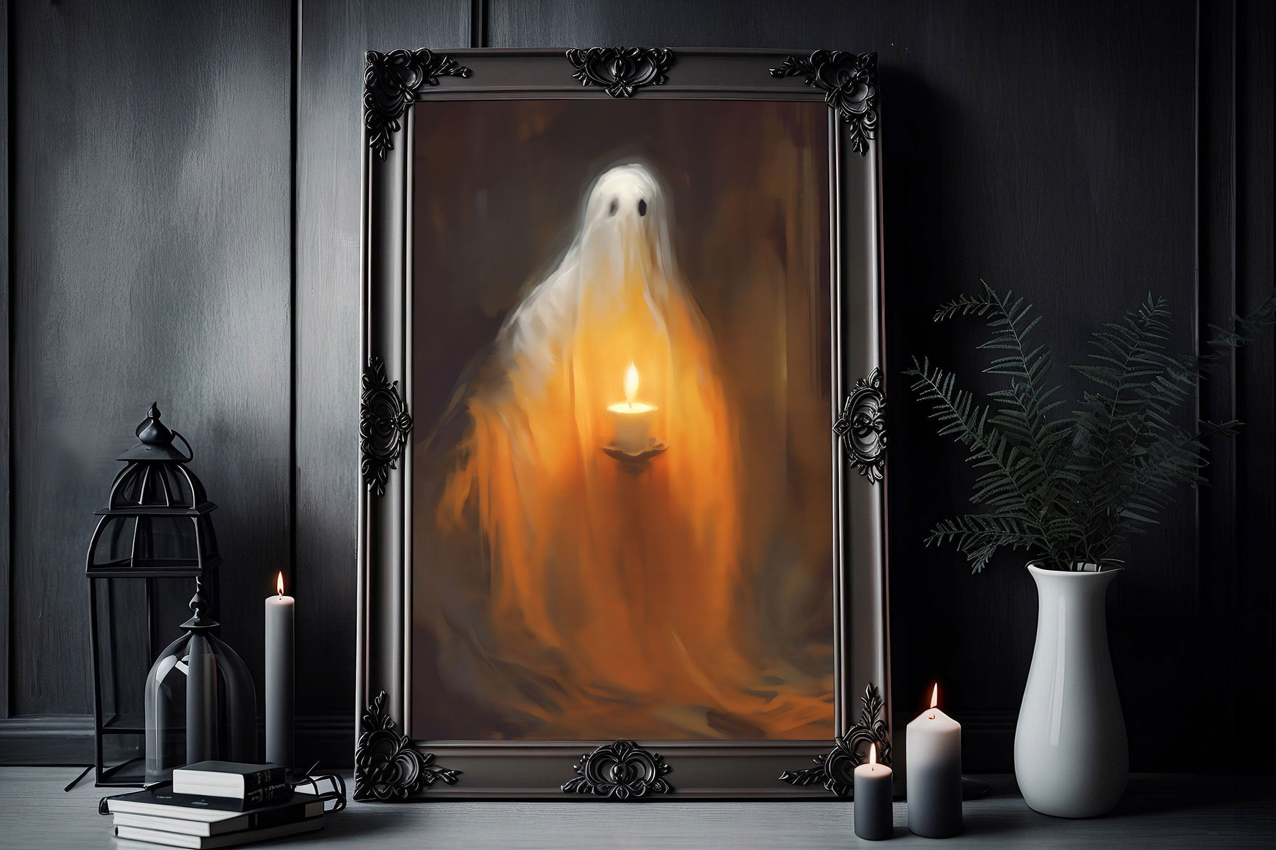 絵画 GHOST CRDP60% Ghost holding a candle - Framed Art