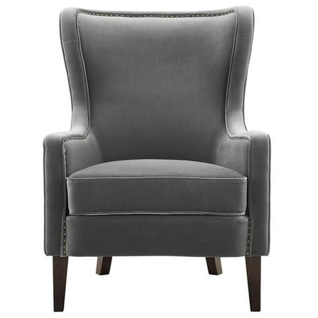 Pemberly Row Contemporary Wingback Charcoal Velvet Accent Chair