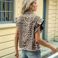 thumbnail image 6 of Women'S Solid & Leopard Print Button Down Wood Cuff Denim Vest Casual Chic Flap Pockets Decor Vest Outerwear L, 6 of 9