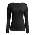 thumbnail image 6 of Womens Blouses V Neck Long Sleeve Super Soft Stretch Basic Slim Ribbed Solid Trendy Black Tunic Tops Sizes XL, 6 of 6