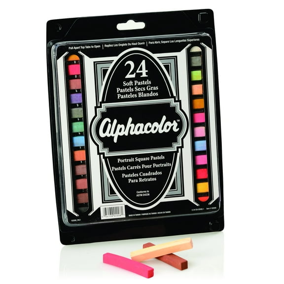Alphacolor Soft Square Pastels Portrait Assortment 24 Colors 24Pack - Chalk