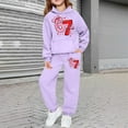 thumbnail image 2 of GUNIA Kids Boy's Active Tracksuits Sets Girls Casual Print Fleece Hooded Warm Jogger Outfit With Pocket Boys Sweatsuits Light Purple 11-12 Years, 2 of 6