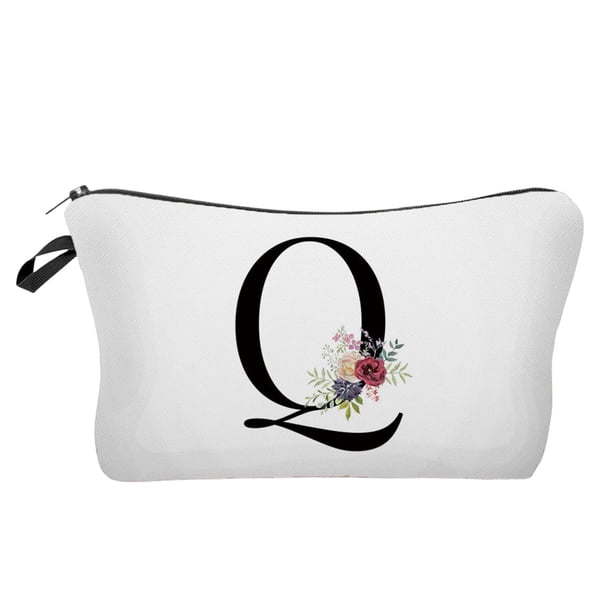 Regalos para las Mujeres Bolsa de Maquillaje de la Carta de la Flor, Bolsa de Maquillaje de la Carta, Bolsa de Maquillaje de la Primera Carta, Regalo de Cumpleaños de las Señoras, Amiga de la Madre, B