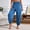 Blue women plus size palazzo pants a1, variant on Women Plus Size Elastic Waist Flowy Harem Pants Long Casual Lounge Solid Basic Loungewear Loose Party Palazzo Trousers, Black 3XL