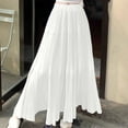 thumbnail image 3 of Efsteb Womens Long Skirts High Waist Pleated Long Skirt Fashion Casual Comfy Solid Color Fall Skirts (White,XL), 3 of 7