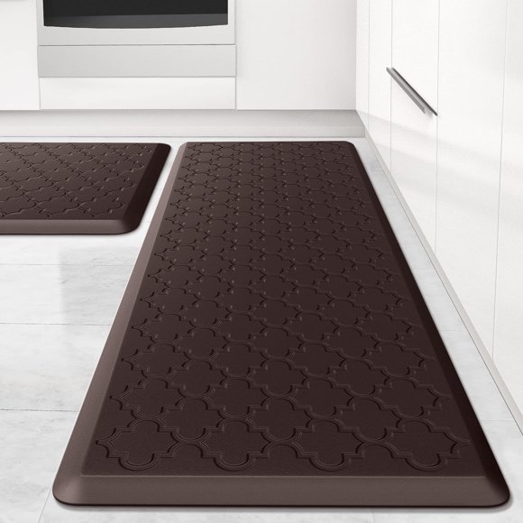Alfombrilla de cocina SoftDuo, acolchada, antifatiga, 2 unidades, color chocolate