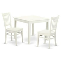East West Furniture Oxford 3-piece Wood Dining Table Set in Linen White