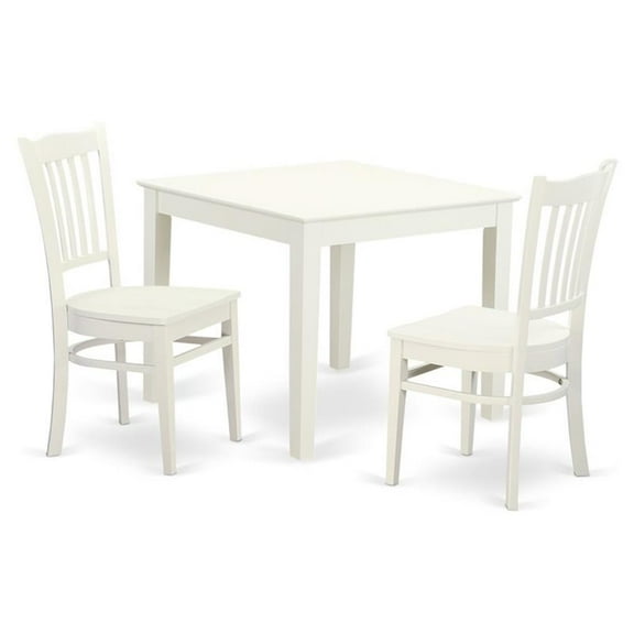 East West Furniture Oxford 3-piece Wood Dining Table Set in Linen White