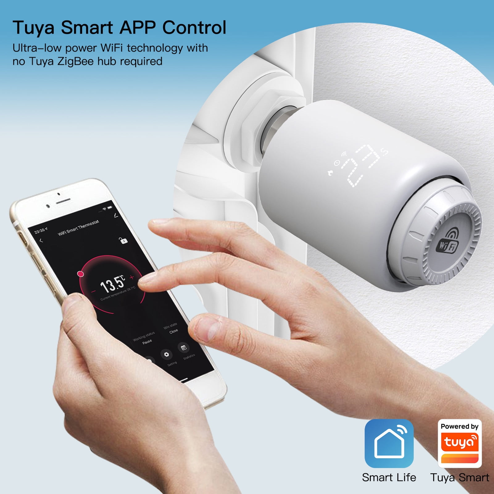 Tuya Wifi Thermostatic Valve Radiator Head Tuya TRV Programmable  Temperature Controller Alexa Google Home Alice Smart Life